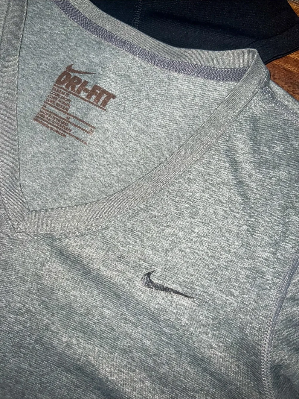 Nike Dri-FIT 2 Pack V-Neck Short Sleeve Athletic Tops - Black/Gray, Size M